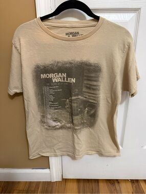 Morgan Wallen Graphic Tee in Beige with Black Print
